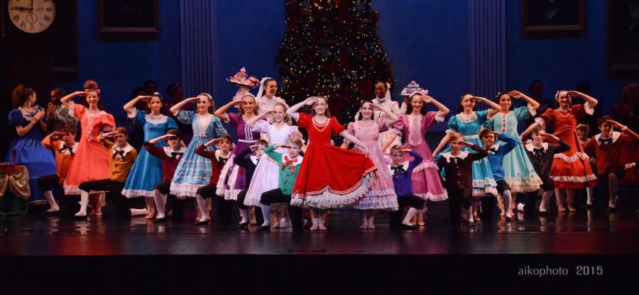Above: A snapshot of the cast of Nutcracker featuring Dr. Hallorans costumes.