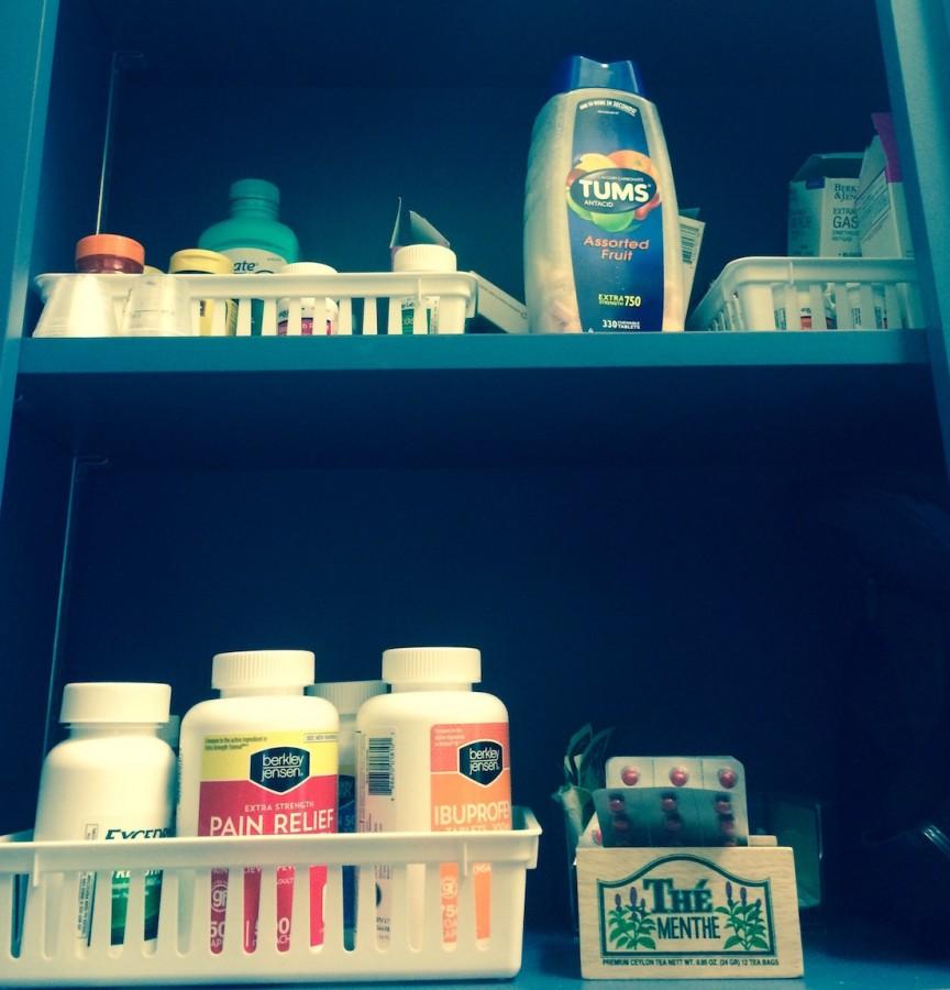 A small sample of the army of remedies housed in the Nurses Office.