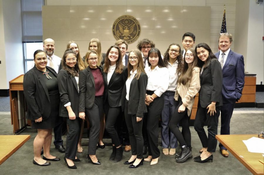 Mrs. Dividu (far left) with the Mock Trial team