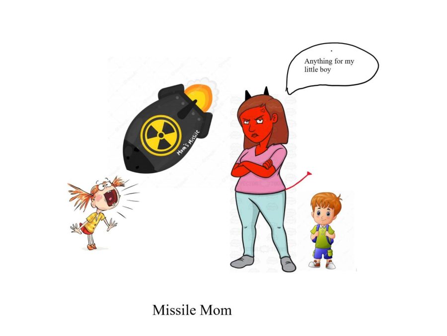 Helicopter, Snowplow, and many other types of moms have been called out on different platforms.While moms do offer support, these are the moms whogo too far in observing their kids or smoothing obstacles away.  Mothers that will do anything for their kids, including eliminating their competition., create a scary mom culture and kids that have a hard time growing up. The cartoon shows a more intense version of the snowplow mom. Its my honor to introduce Missile Mom!