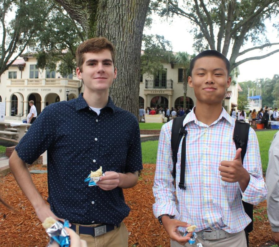 William Schilling (left) and Daniel Ji (right) at their booth during Club Day.